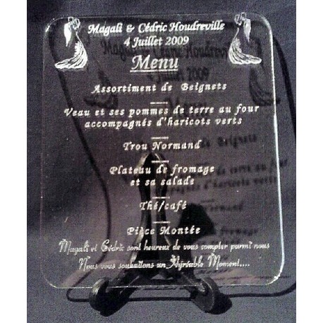 Menu avec support - Plexiglass Menu avec support - Plexiglass